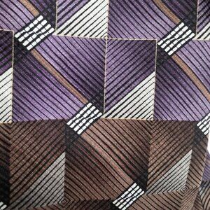 Bugatti Mens Silk Necktie Purple Brown Geometric Abstract Pattern Professional